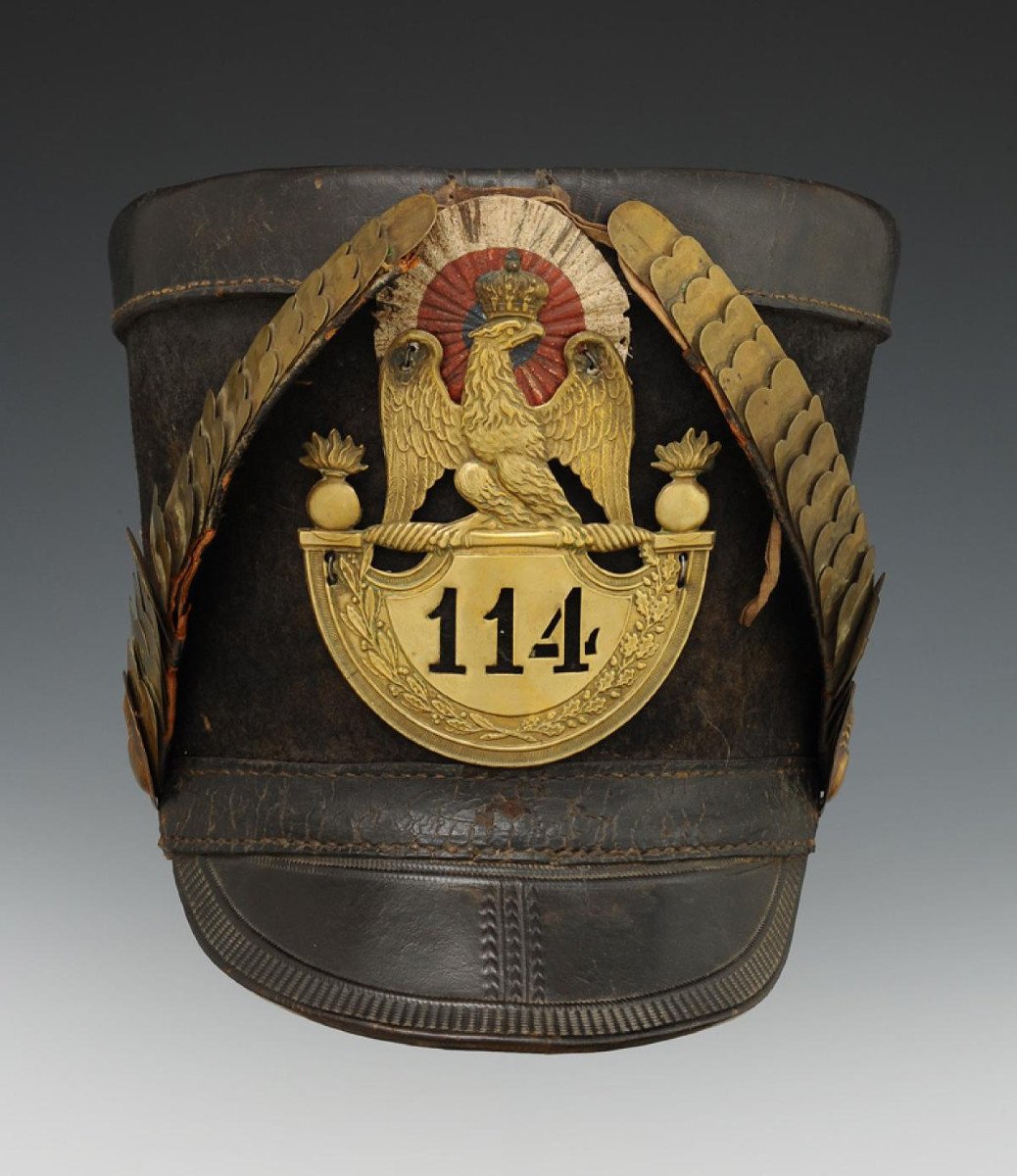 Shako De Grenadiers Du 114ème Régiment d'Infanterie De Ligne, Modèle 1812, Premier Empire. 5652-photo-3