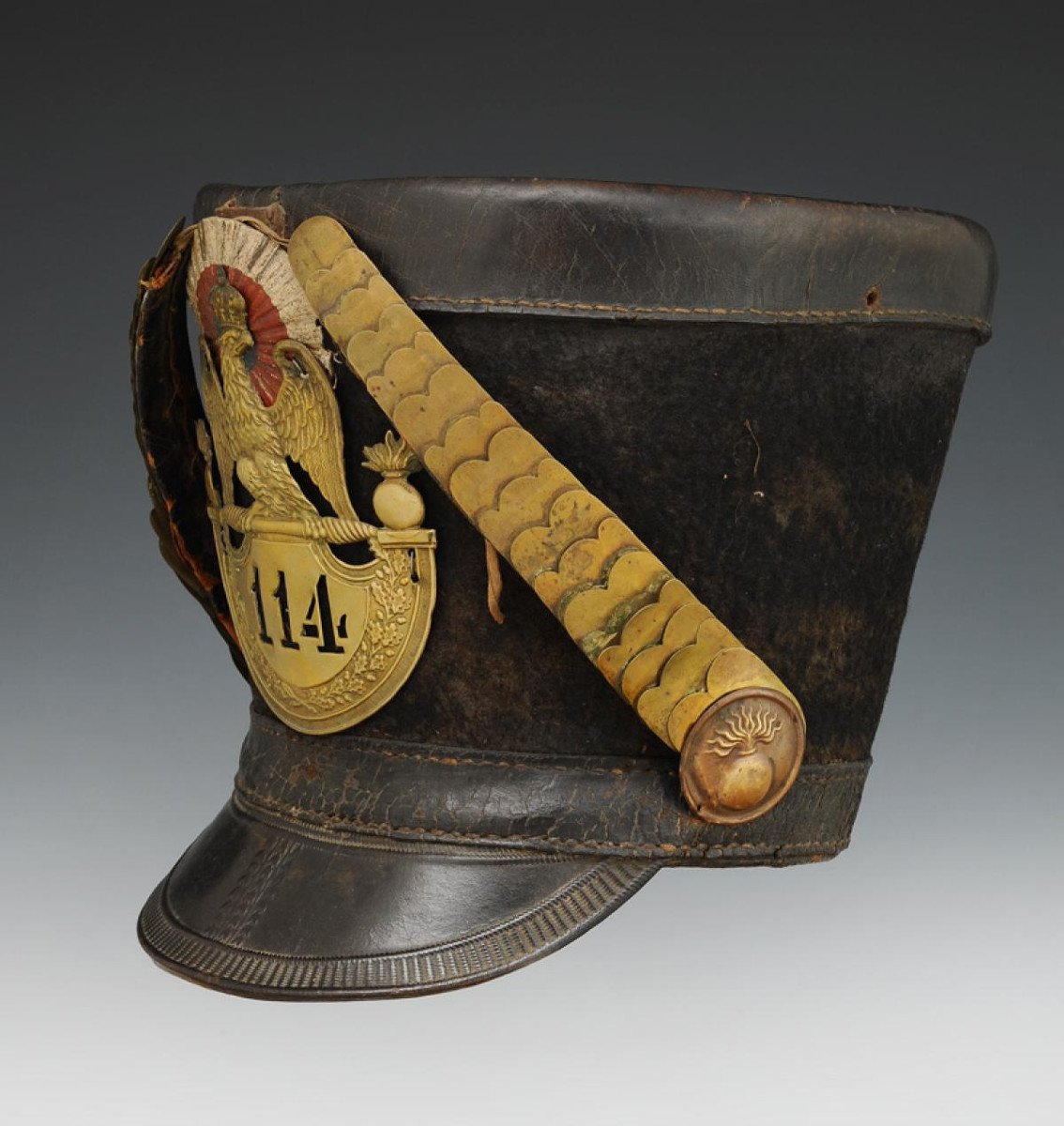 Shako Of Grenadiers Of The 114th Infantry Regiment Of The Line, Model 1812, First Empire. 5652