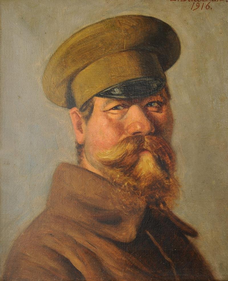 L. Ducourant: Oil On Canvas Of An Officer Of The Russian Expeditionary Corps-photo-2