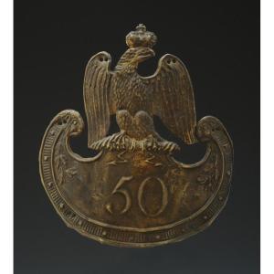 Plaque De Shako Du 50ème Régiment De Fusiliers d'Infanterie De Ligne, Type 1812, Premier Empire