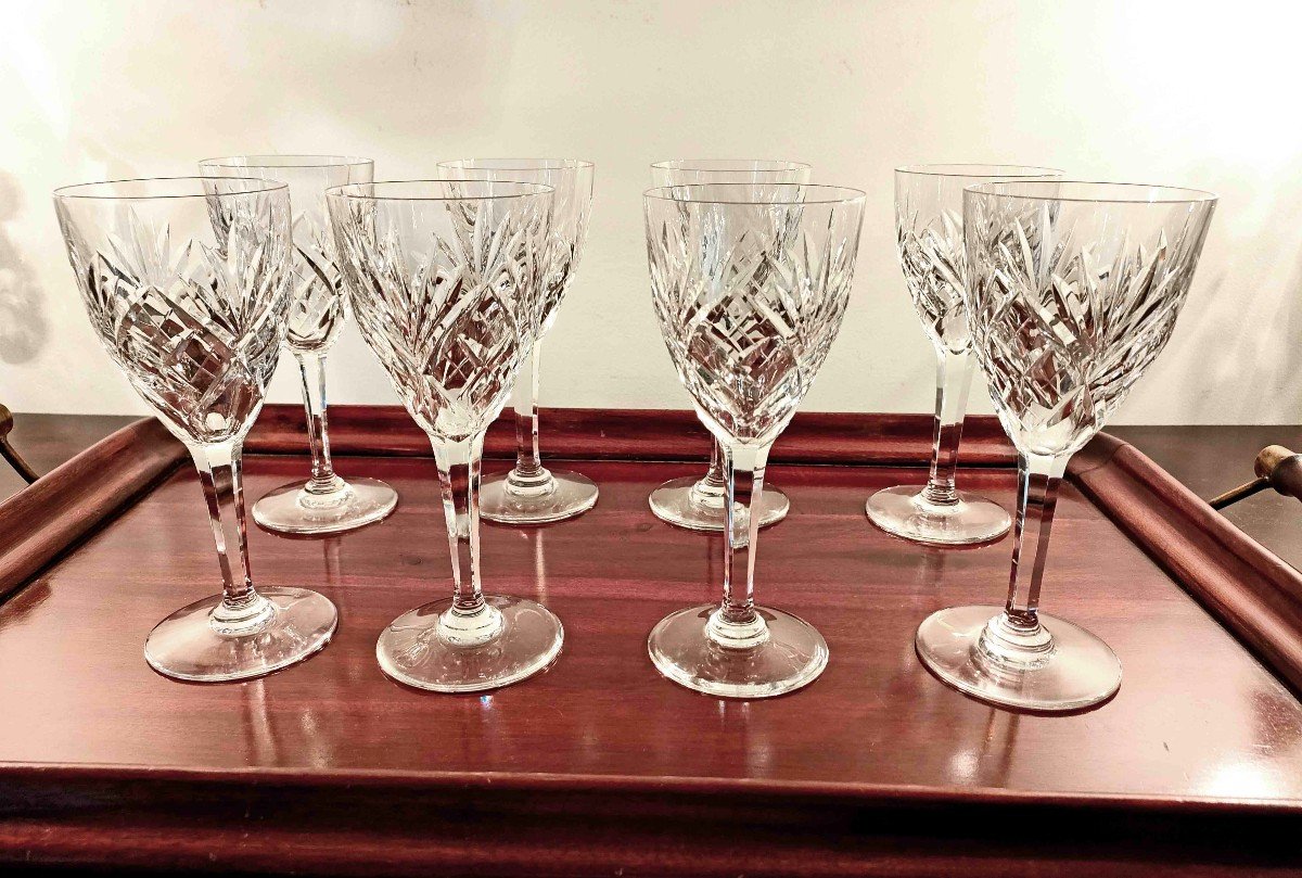 8 Saint Louis Glasses, Chantilly Model For Water Or Wine