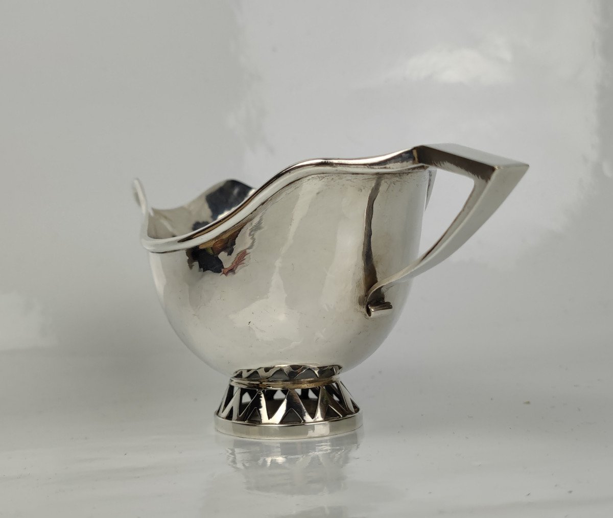 Silver Metal Gravy Boat Circa 1920-photo-2