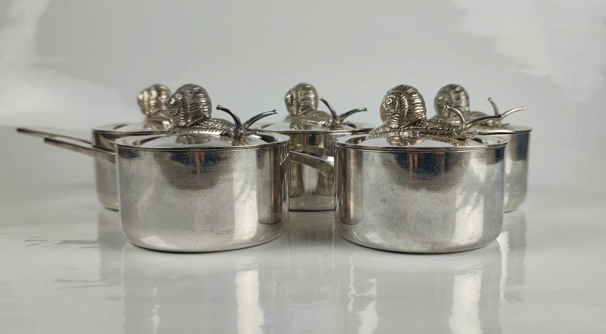 5 Silver Metal Snail Casseroles -photo-2