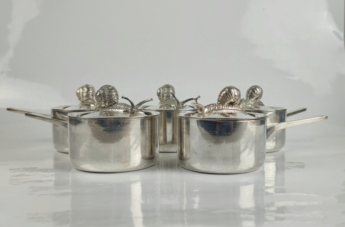 5 Silver Metal Snail Casseroles -photo-4