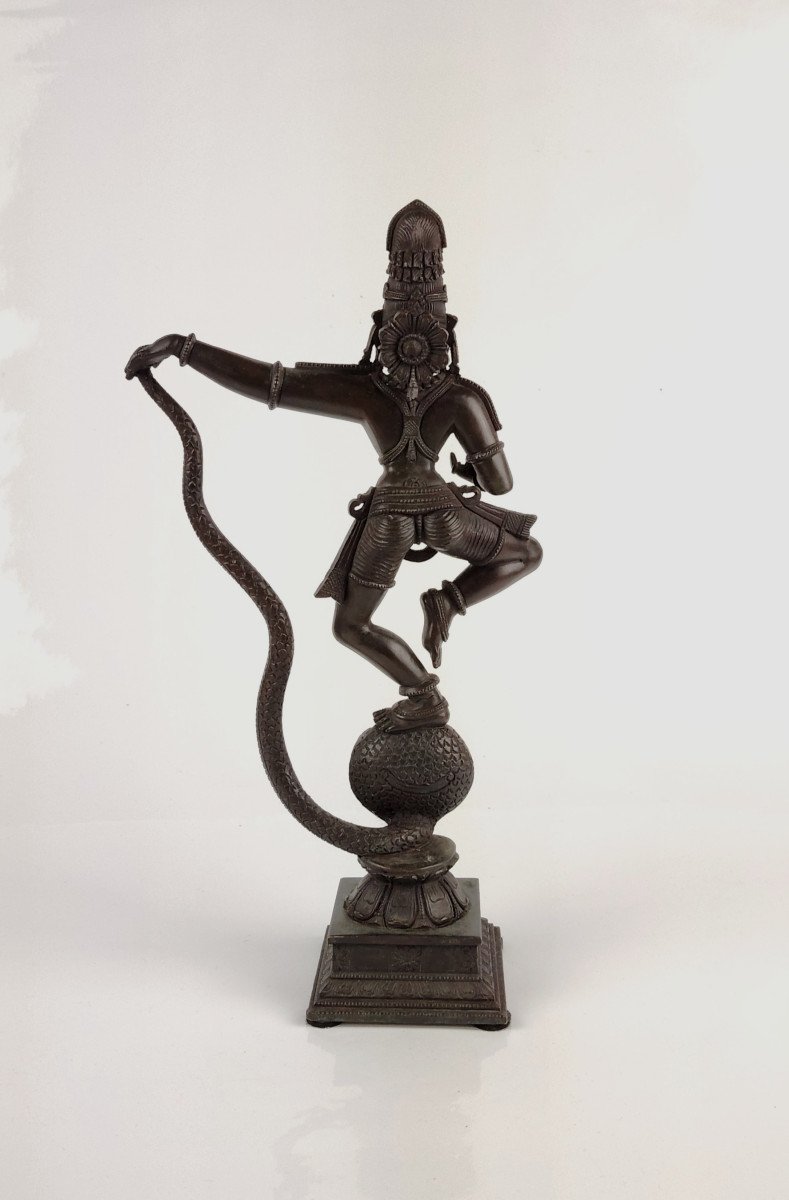 Bronze Représentant Krishna, Inde Première Partie Du 20ème -photo-3