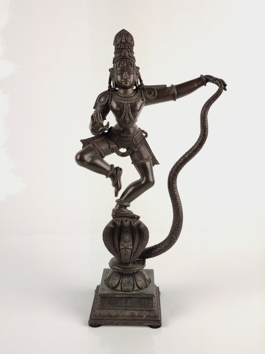 Bronze Représentant Krishna, Inde Première Partie Du 20ème 