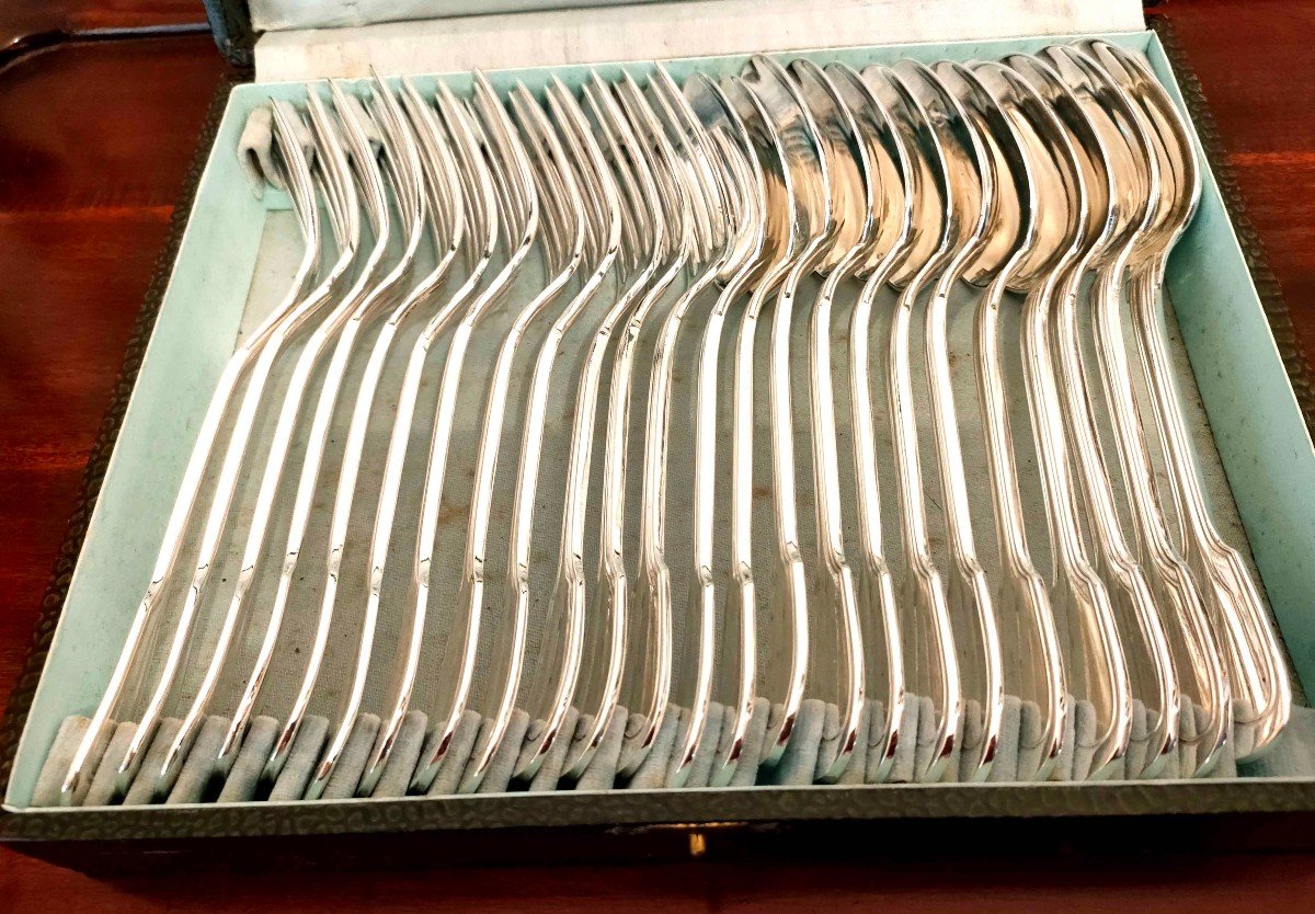 12 Ercuis Dessert Cutlery, Au Filet Model 