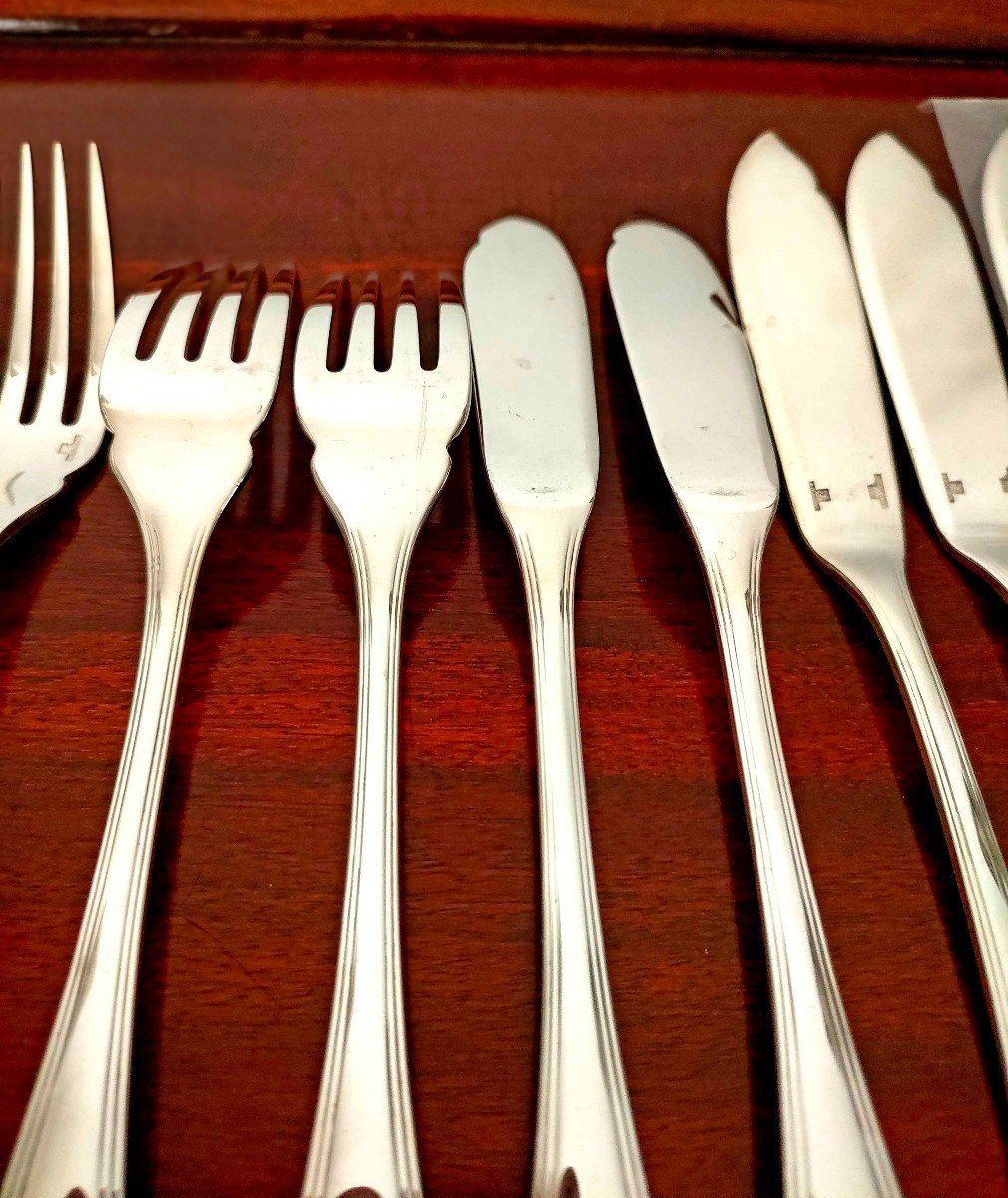 6 Christofle America Silver Plated Fish Cutlery Sets-photo-3