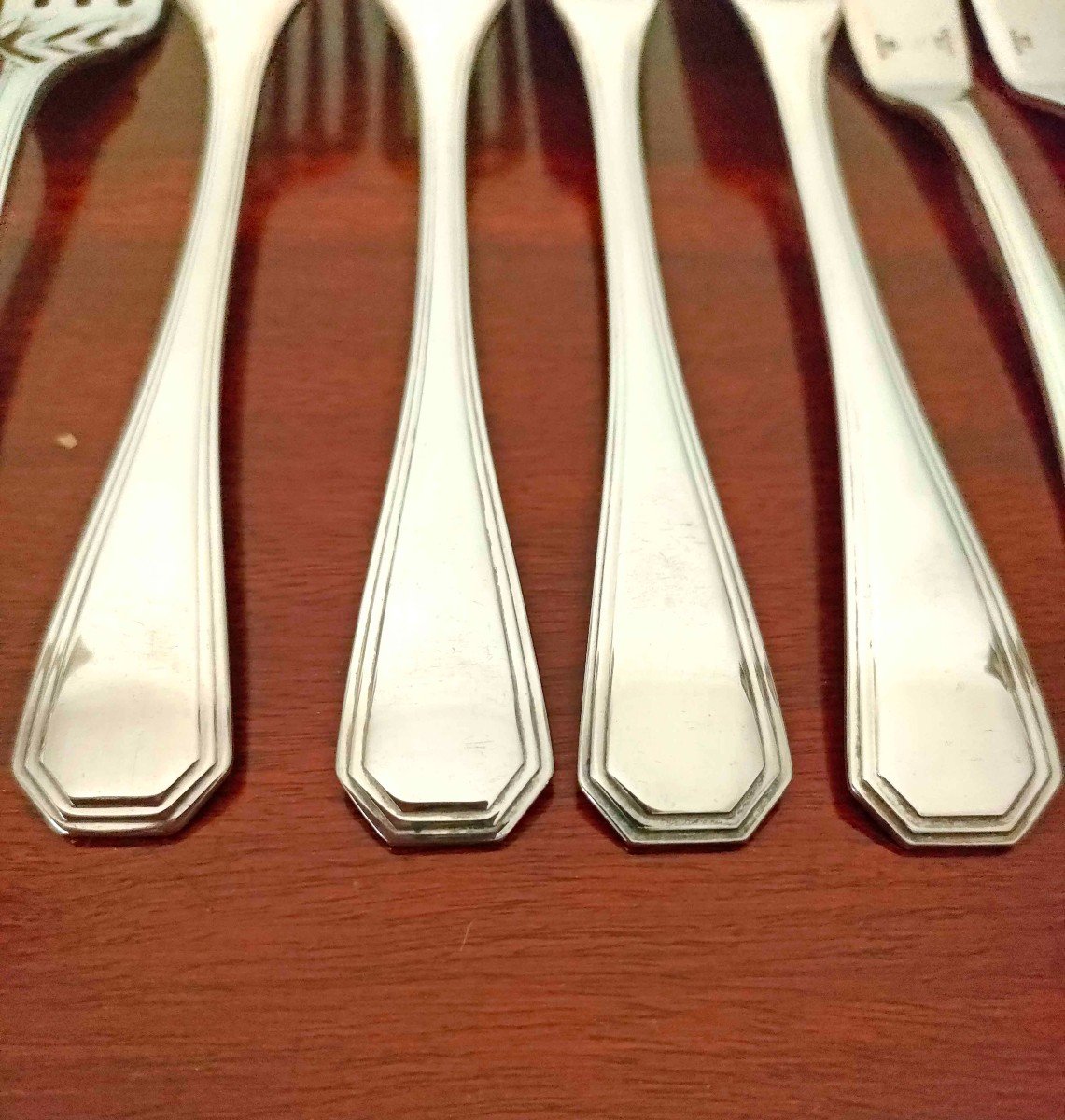 6 Christofle America Silver Plated Fish Cutlery Sets-photo-1