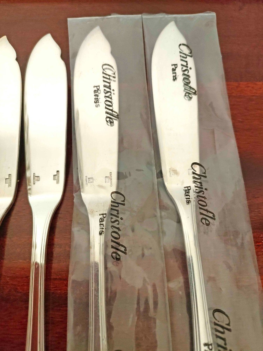 6 Christofle America Silver Plated Fish Cutlery Sets-photo-2