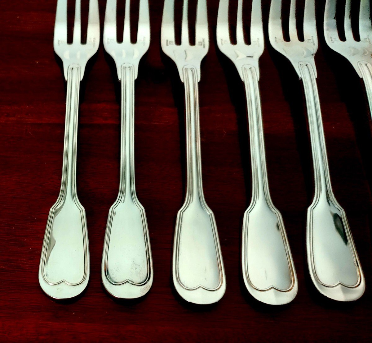 12 Christofle Cake Forks, Chinon Model-photo-3