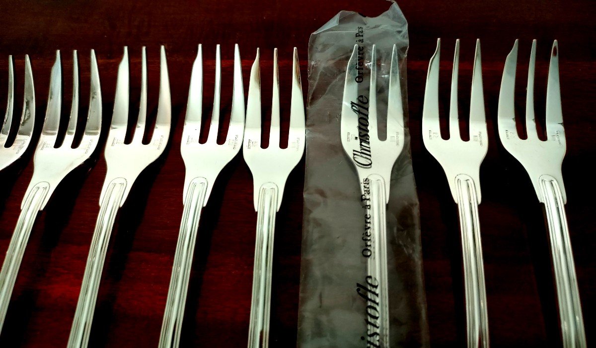 12 Christofle Cake Forks, Chinon Model-photo-4