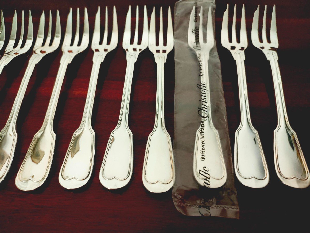 12 Christofle Cake Forks, Chinon Model-photo-1