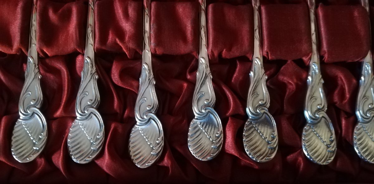 12 Teaspoons Or Café Christofle Silver Metal-photo-2