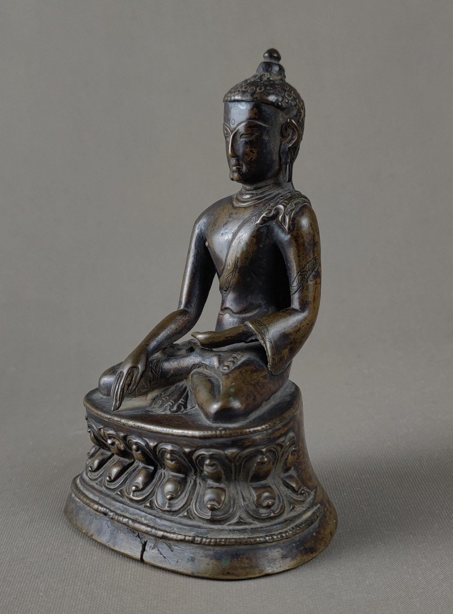 Tibet 17th, Bronze Figure Of Sakyamuni Buddha-photo-4