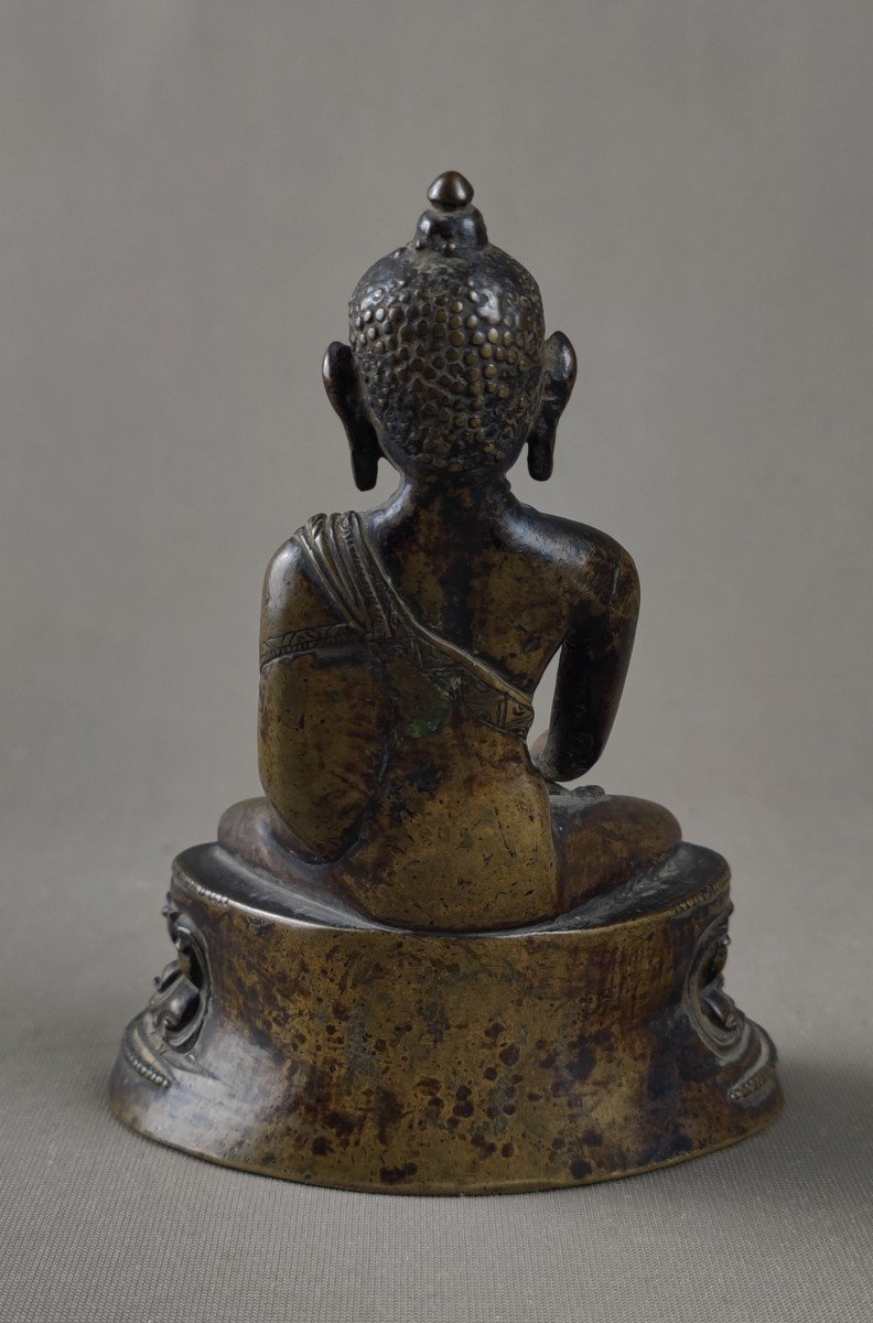 Tibet 17th, Bronze Figure Of Sakyamuni Buddha-photo-3