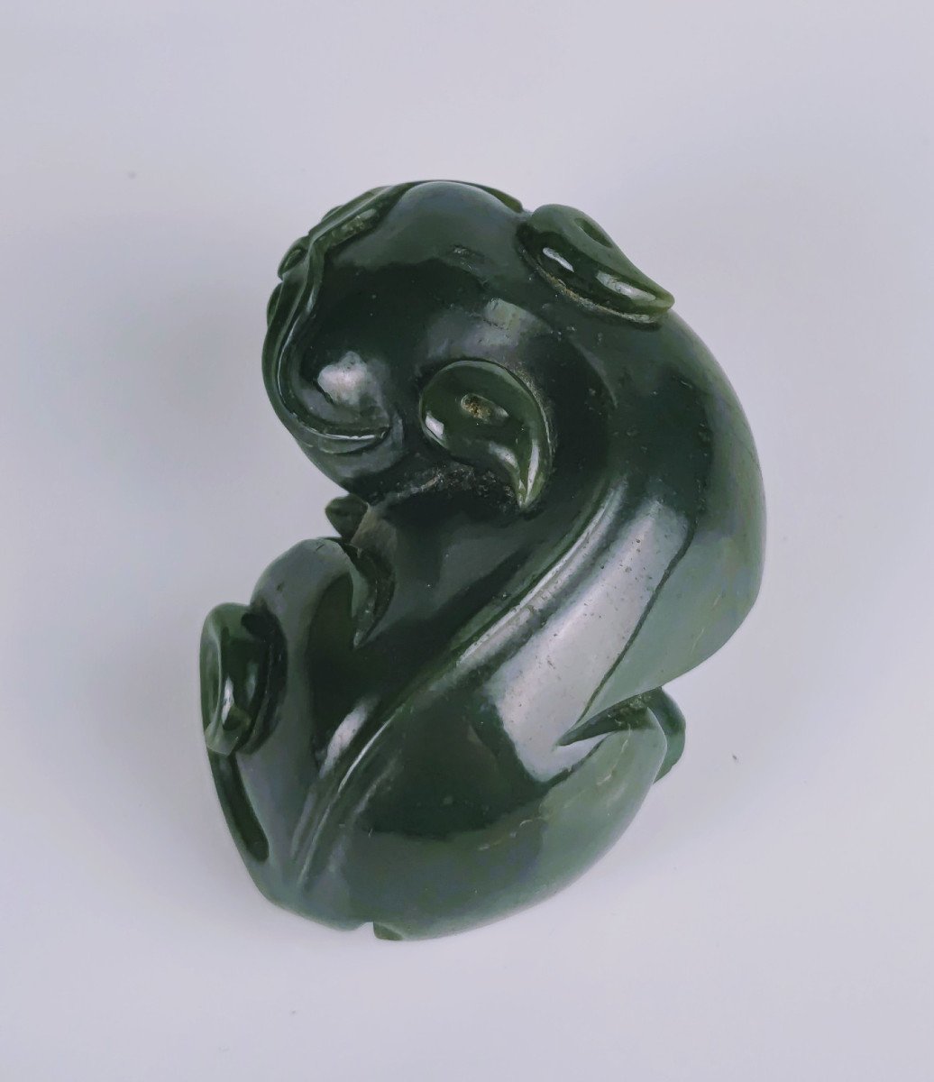 Sculpture En Jade Vert, Chine 19-20eme-photo-1