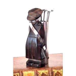 Golf Display And Spades, Macassar And Chrome Metal, Art Deco Period