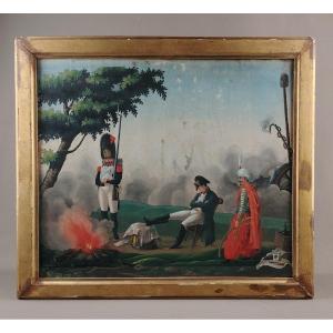 Gouache Sur Soie - Napoléon Bonaparte, Guerre d'Austerlitz 