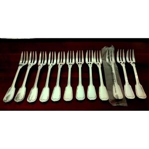 12 Christofle Cake Forks, Chinon Model