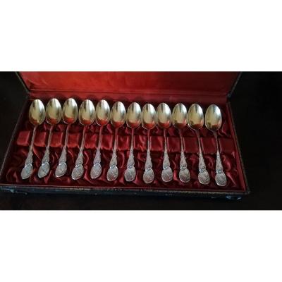 12 Teaspoons Or Café Christofle Silver Metal