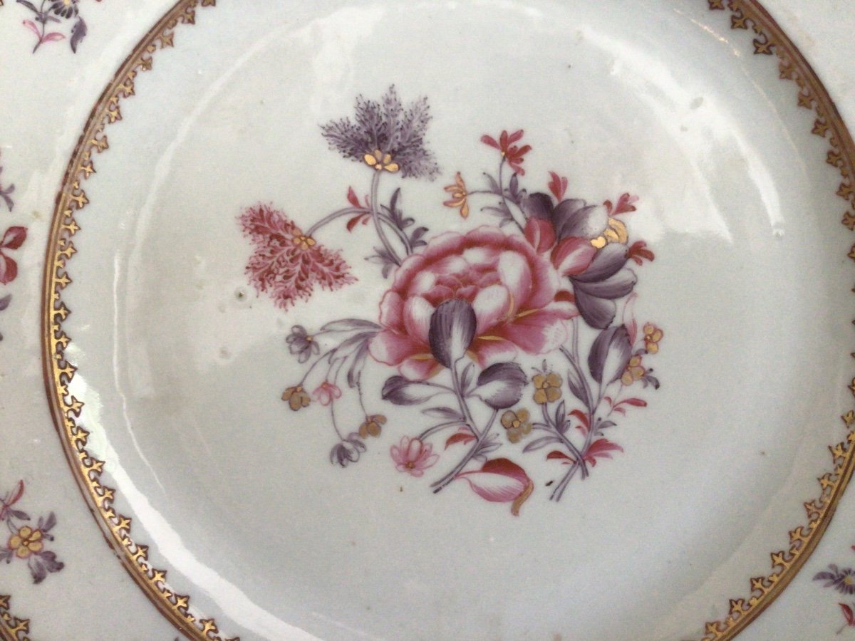 Set Of 3 Plates “compagnie Des Indes” From The 18th Century -photo-2