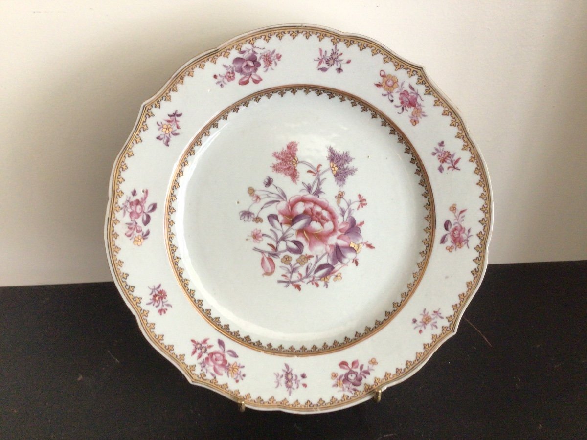 Set Of 3 Plates “compagnie Des Indes” From The 18th Century -photo-3