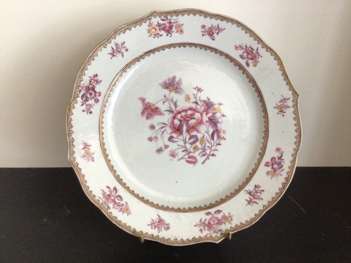 Set Of 3 Plates “compagnie Des Indes” From The 18th Century -photo-4