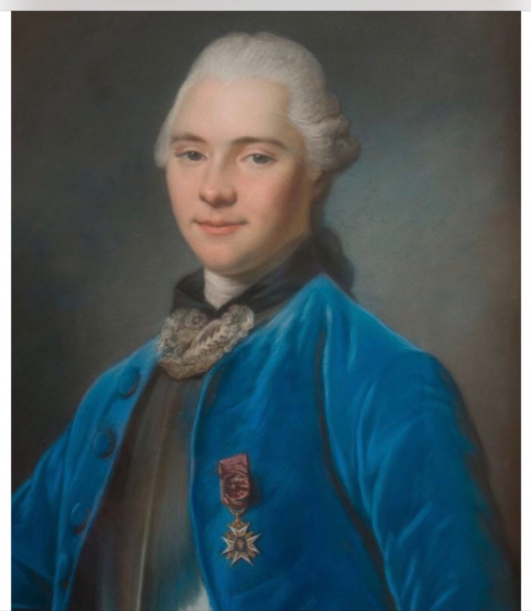 Pastel Portrait Of An Officer In Armor Attributed To Pierre Bernard 18th Century 