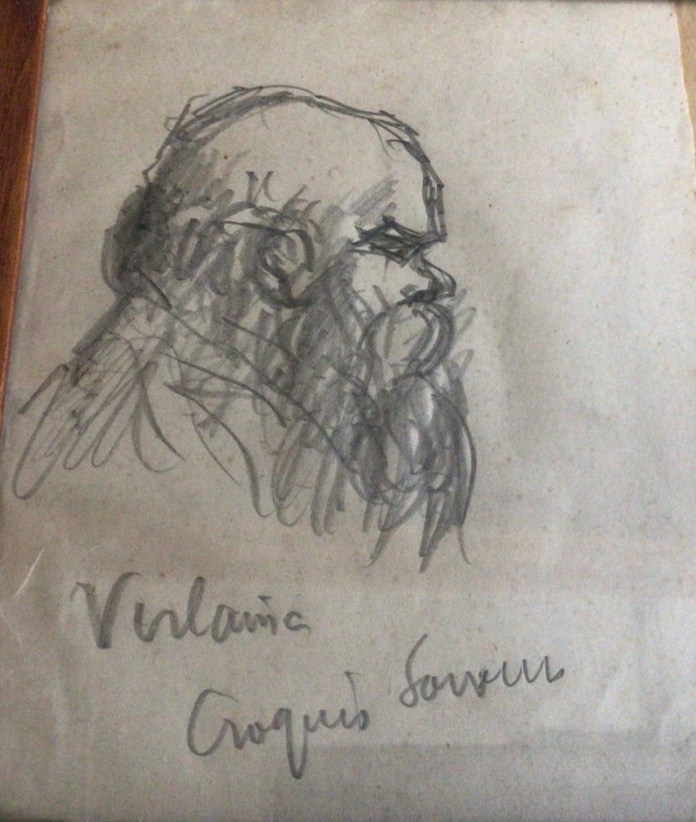 3 Dessins Portraits De  Verlaine Vers 1895 Par Jehan Rictus -photo-2