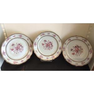 Set Of 3 Plates “compagnie Des Indes” From The 18th Century 