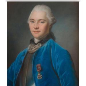 Portrait Au Pastel D’un Officier En Cuirasse  Attribué à Pierre Bernard 18 ème Siècle 