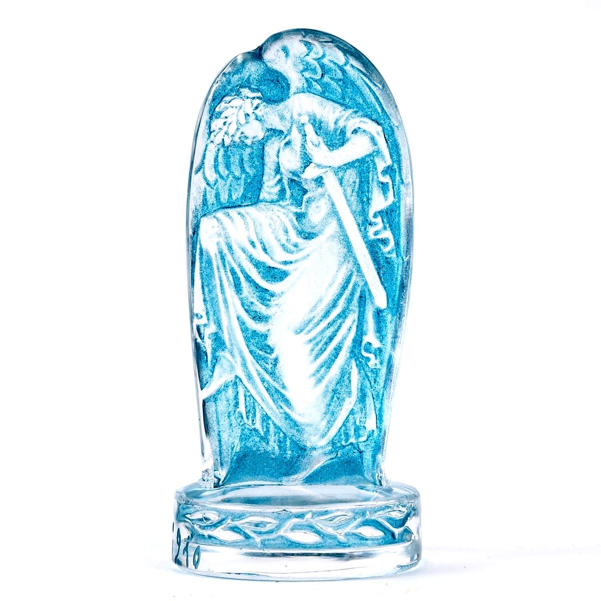 1920 René Lalique - Seal Stamp Victoire Frosted Glass With Blue Patina