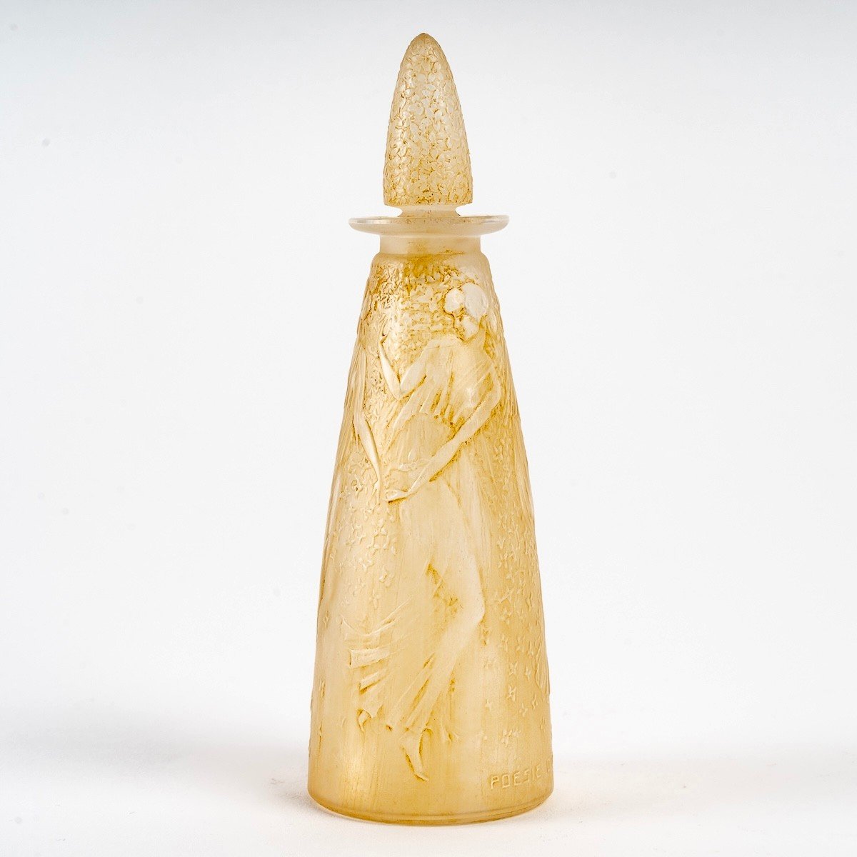 1914 René Lalique - Flacon Poésie Verre Blanc Patiné Jaune Pour d'Orsay-photo-2