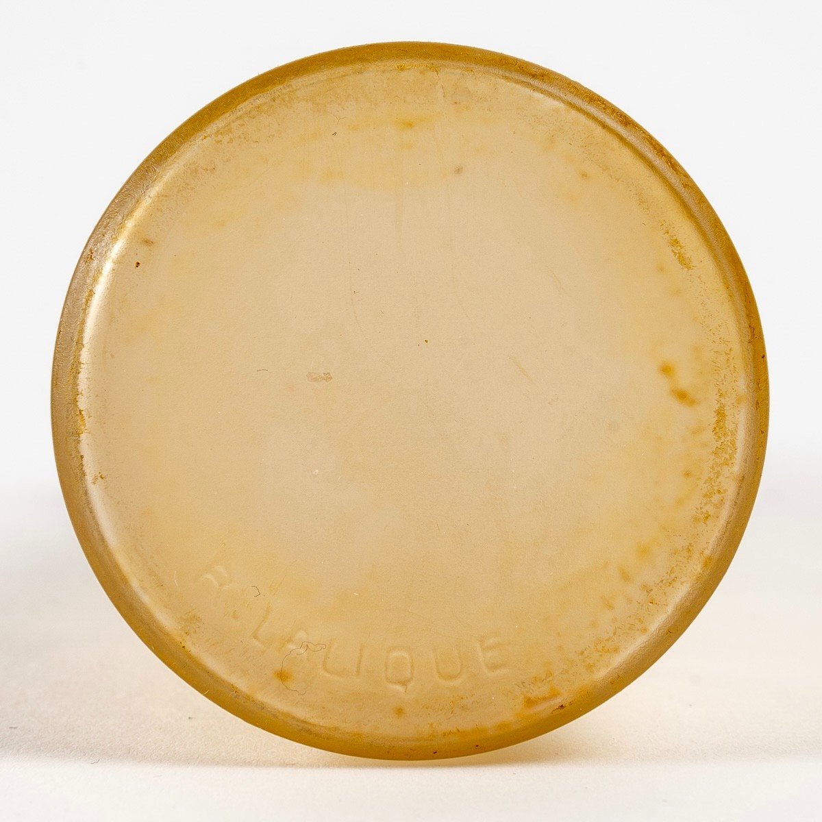 1914 René Lalique - Flacon Poésie Verre Blanc Patiné Jaune Pour d'Orsay-photo-2