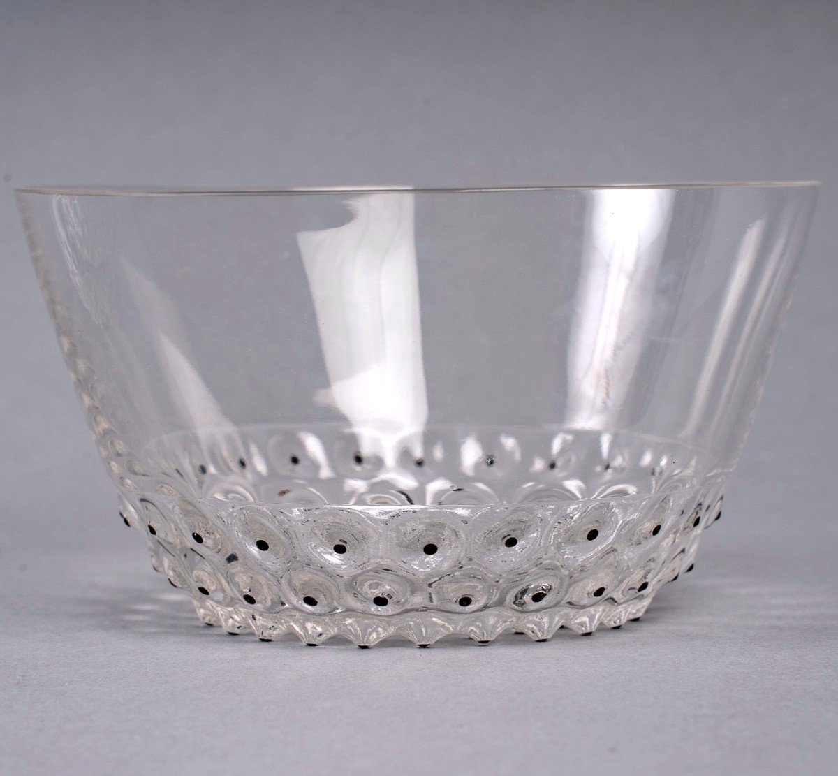 1934 René Lalique - Bowls Cups Cactus Clear Glass With Black Enamel - 3 Pieces-photo-1