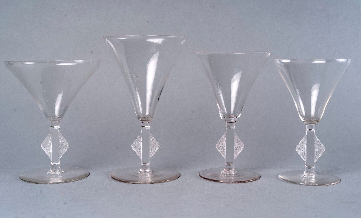 1924 René Lalique - Service De Verres Savergne Verre Blanc - 34 pièces-photo-2