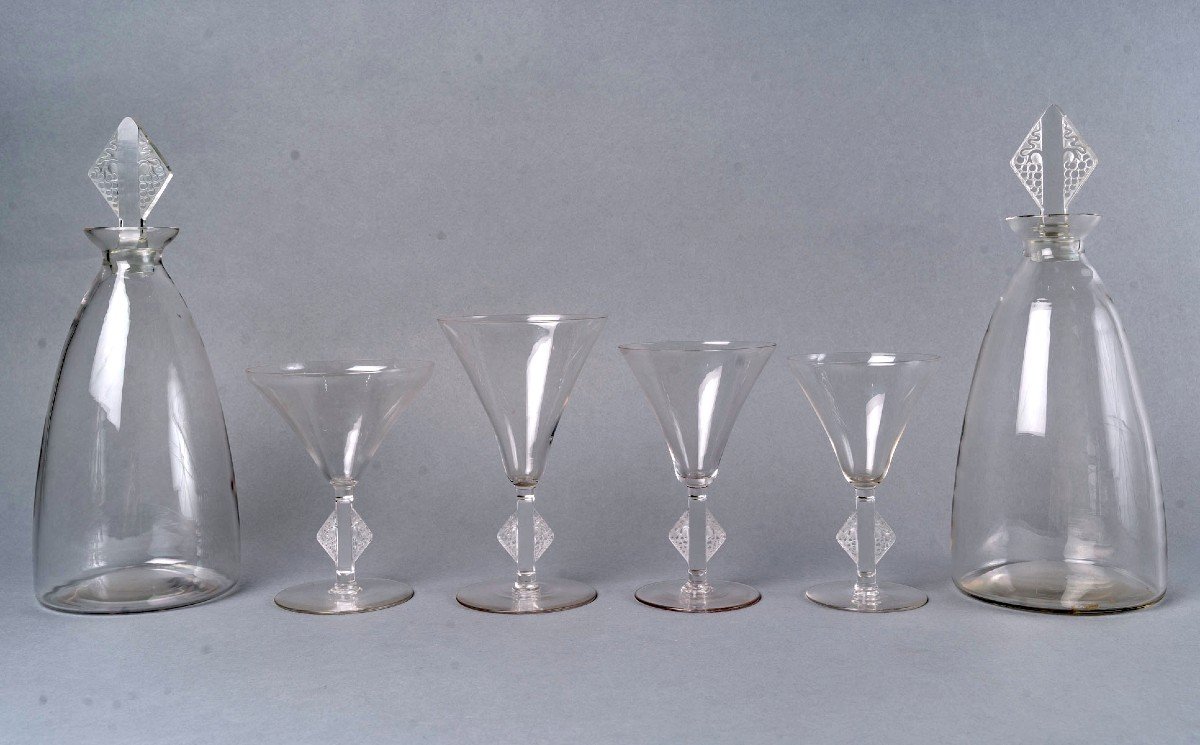 1924 René Lalique - Service De Verres Savergne Verre Blanc - 34 pièces