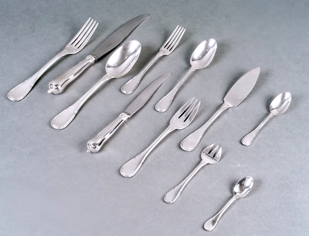 Puiforcat - Cutlery Flatware Set Noailles Sterling Silver - 145 Pieces-photo-3