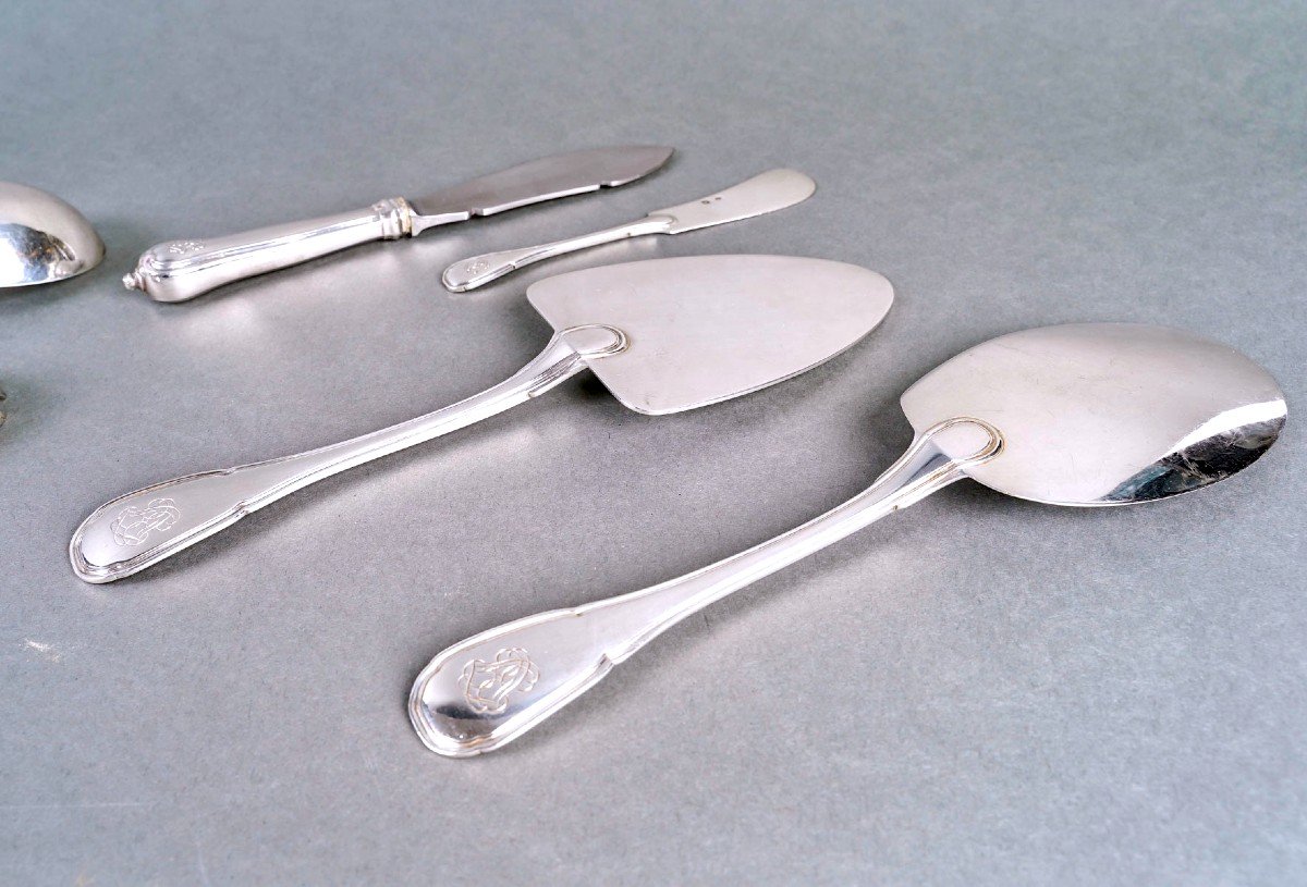 Puiforcat - Cutlery Flatware Set Noailles Sterling Silver - 145 Pieces-photo-1