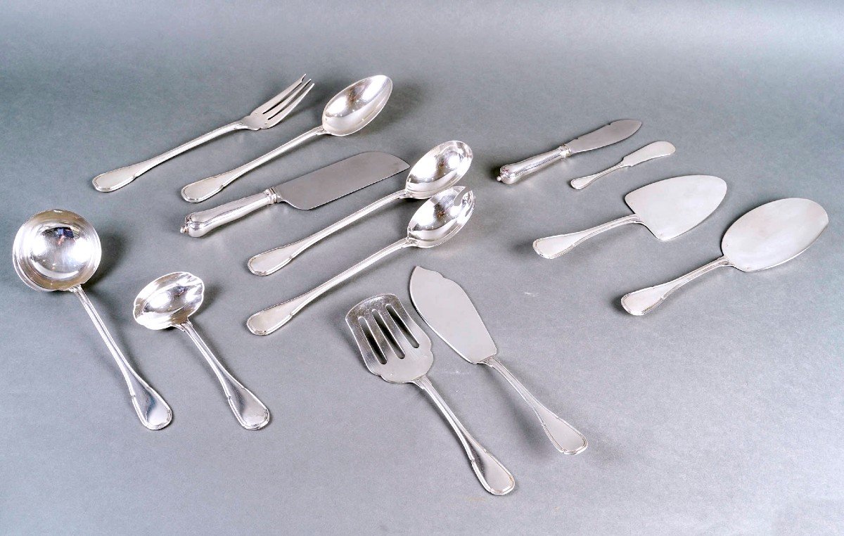 Puiforcat - Cutlery Flatware Set Noailles Sterling Silver - 145 Pieces-photo-2