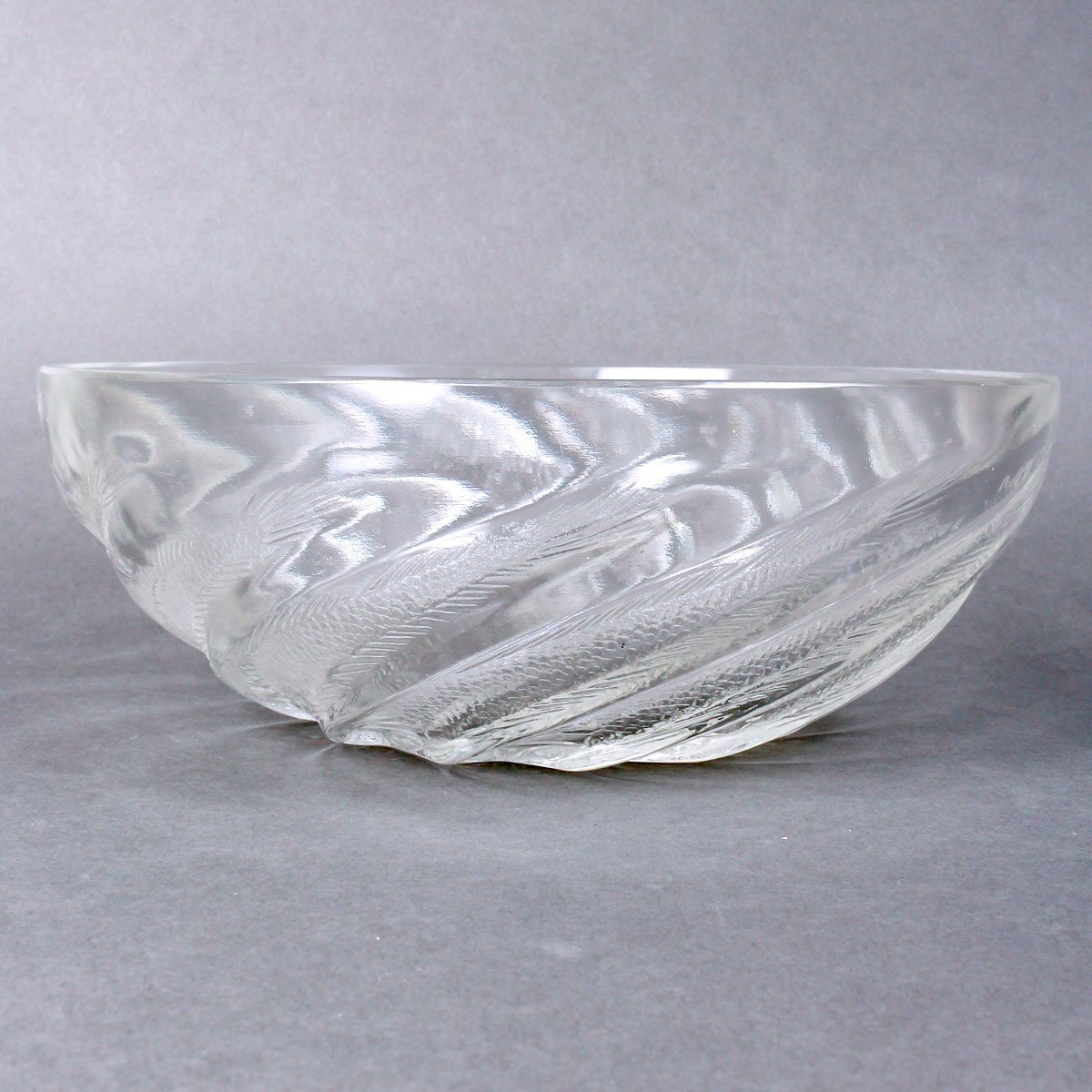 1921 René Lalique - Bowl Poissons - Fishes Clear Glass-photo-2