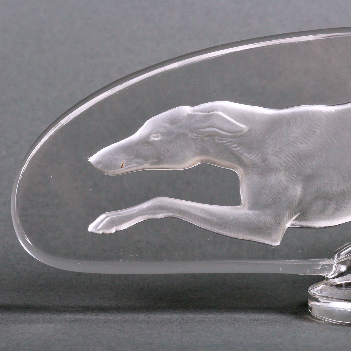 1928 René Lalique - Mascotte Automobile Lévrier Verre Blanc-photo-4