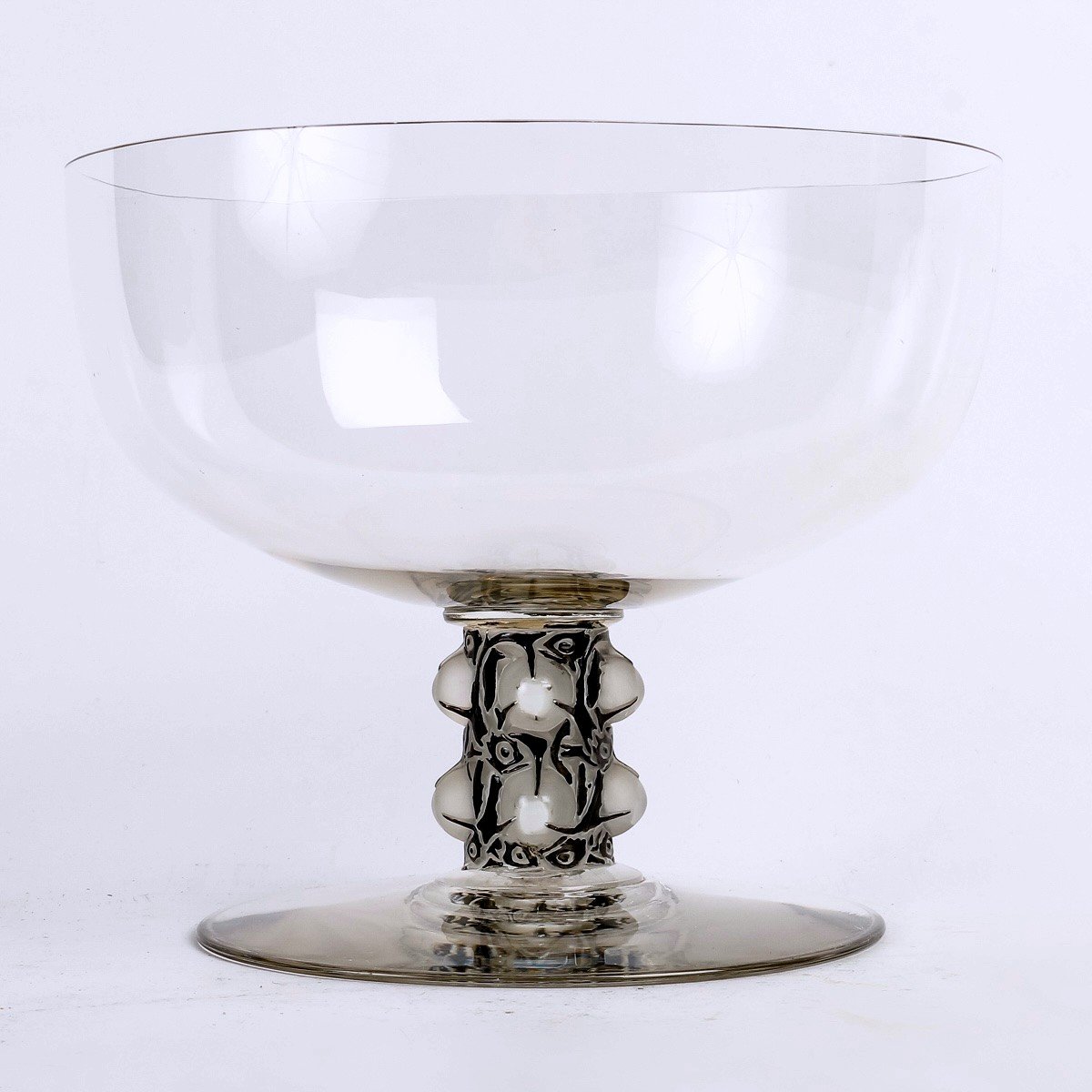 1923 René Lalique - Bowl Saint Denis Glass With Black Enamel