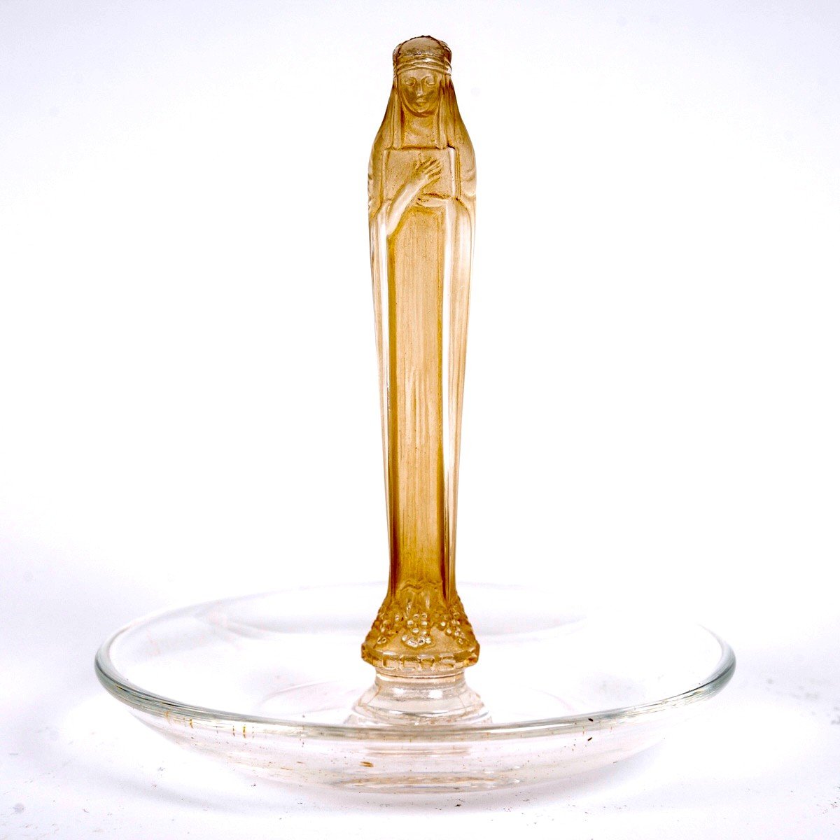 1925 René Lalique - Ashtray Pintray Clos Sainte Odile Glass With Sepia Patina