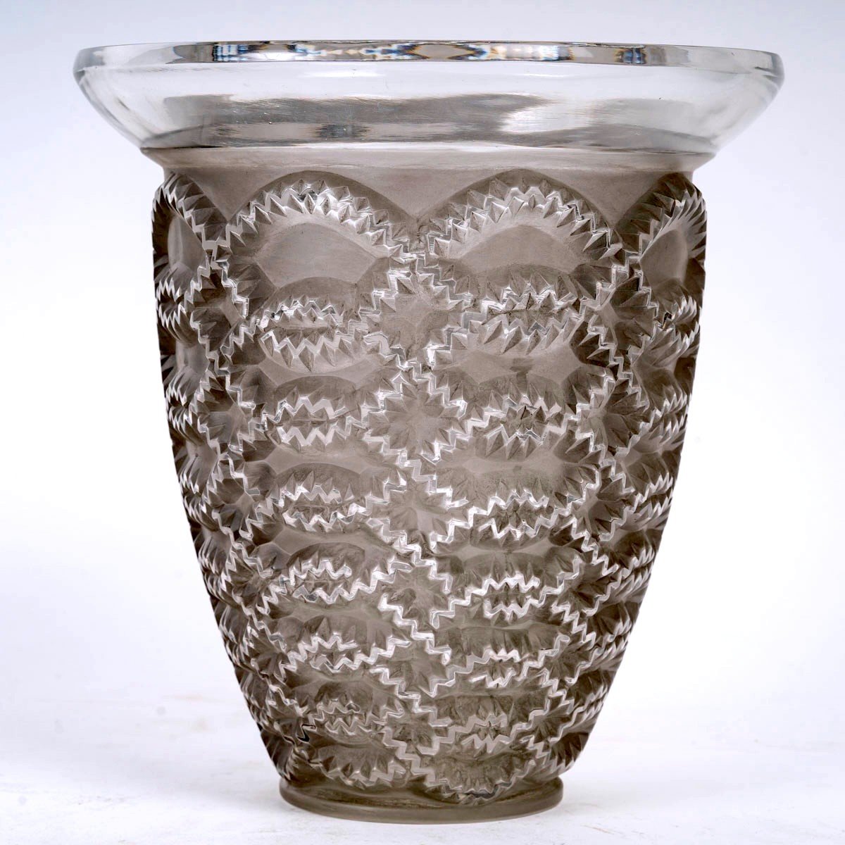 1935 René Lalique - Vase Guirlandes Frosted Glass With Grey Patina-photo-2