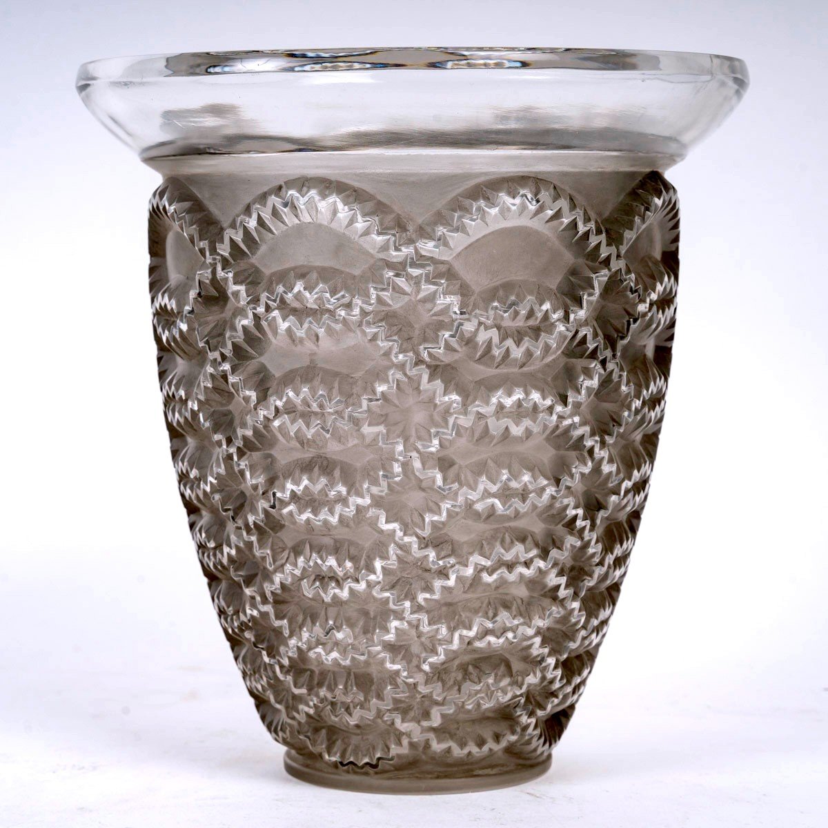 1935 René Lalique - Vase Guirlandes Frosted Glass With Grey Patina