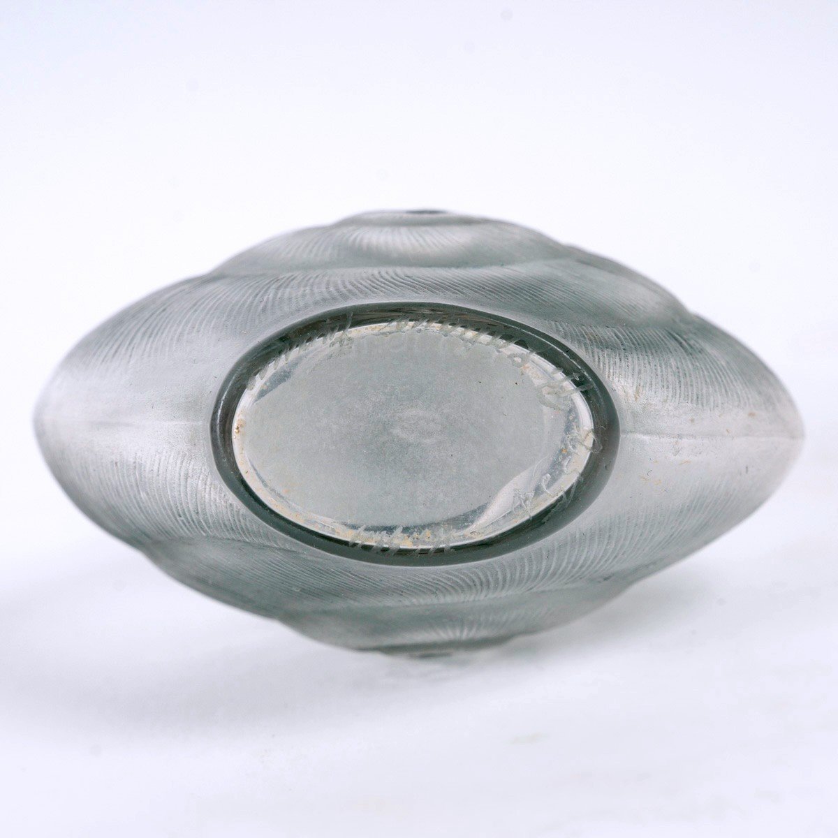 1920 René Lalique - Perfume Bottle Amphitrite Frosted Glass With Grey Blue Patina-photo-1