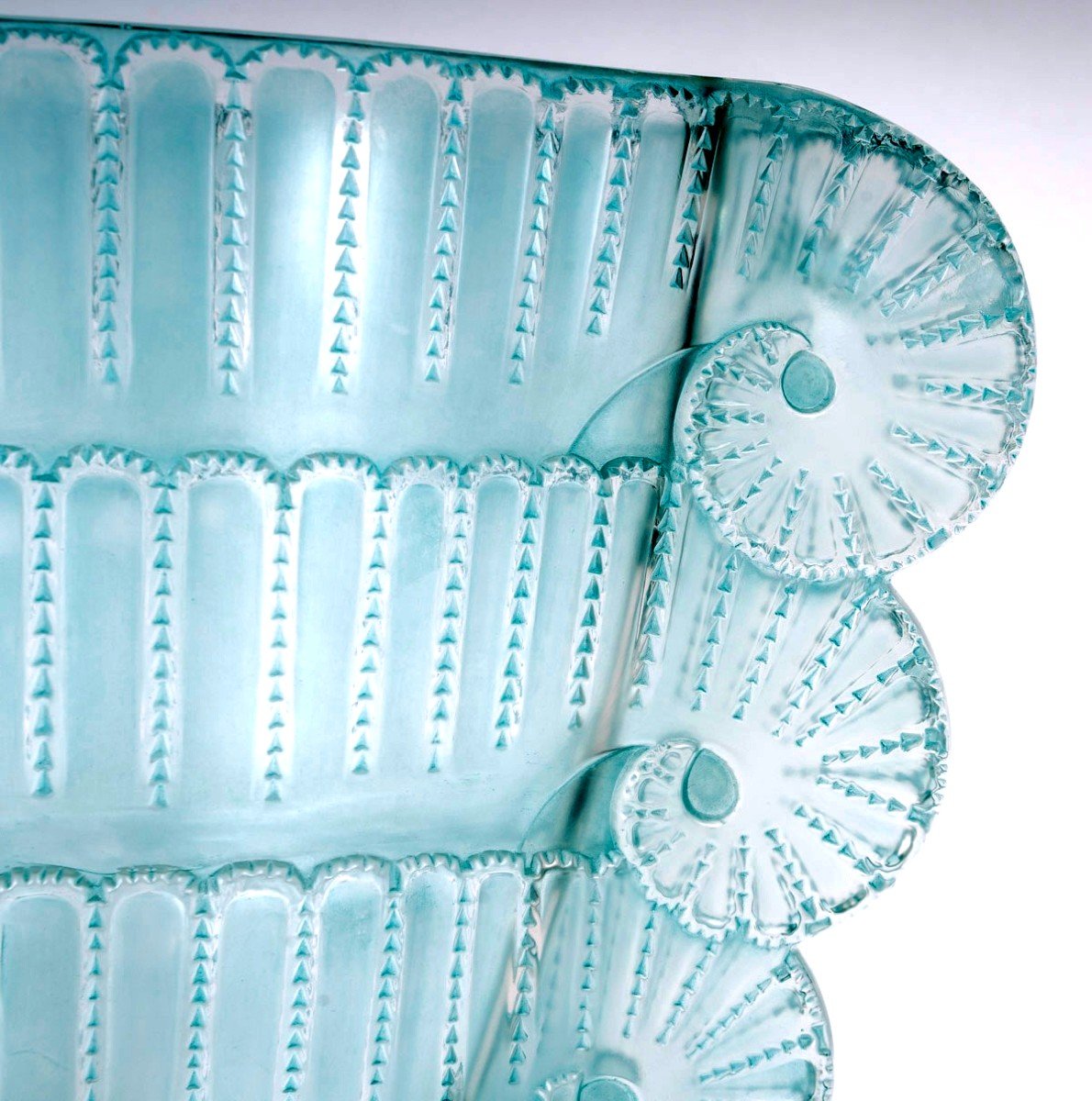 1937 René Lalique - Vase Jaffa Frosted Glass With Turquoise Patina-photo-2