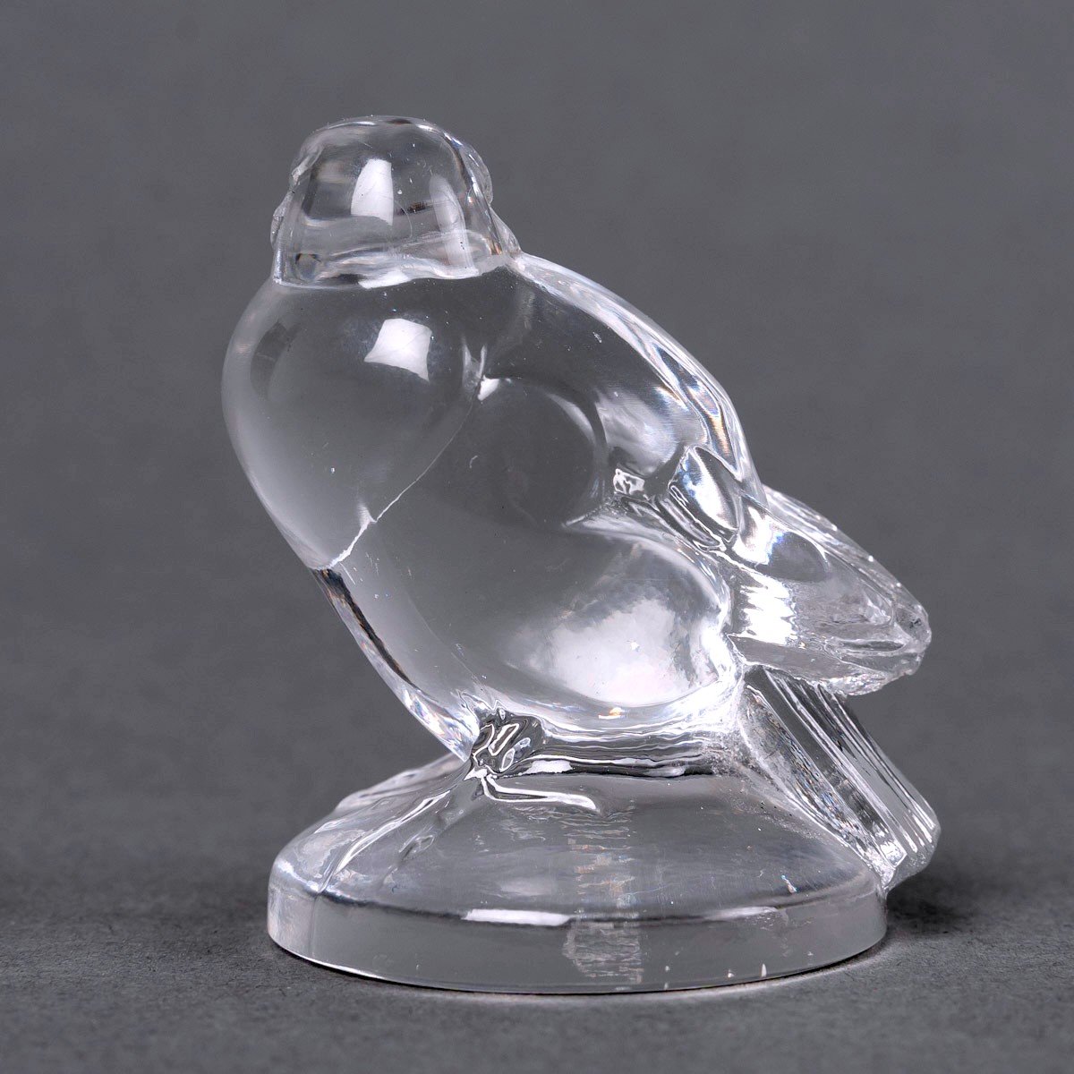 1925 René Lalique - Seal Stamp Moineau Sparrow Clear Glass-photo-4